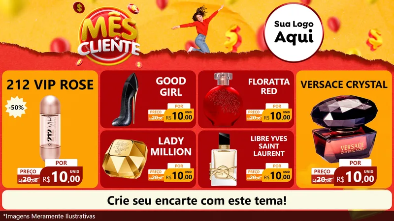 Modelo de TV para TV Horizontal com o tema Mês do Cliente para Perfumes