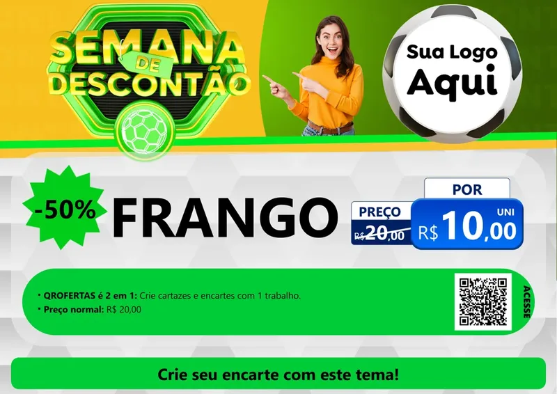 Modelo de Cartaz para Cartaz A4 Horizontal com o tema Semana de Descontão - Copa para Assados