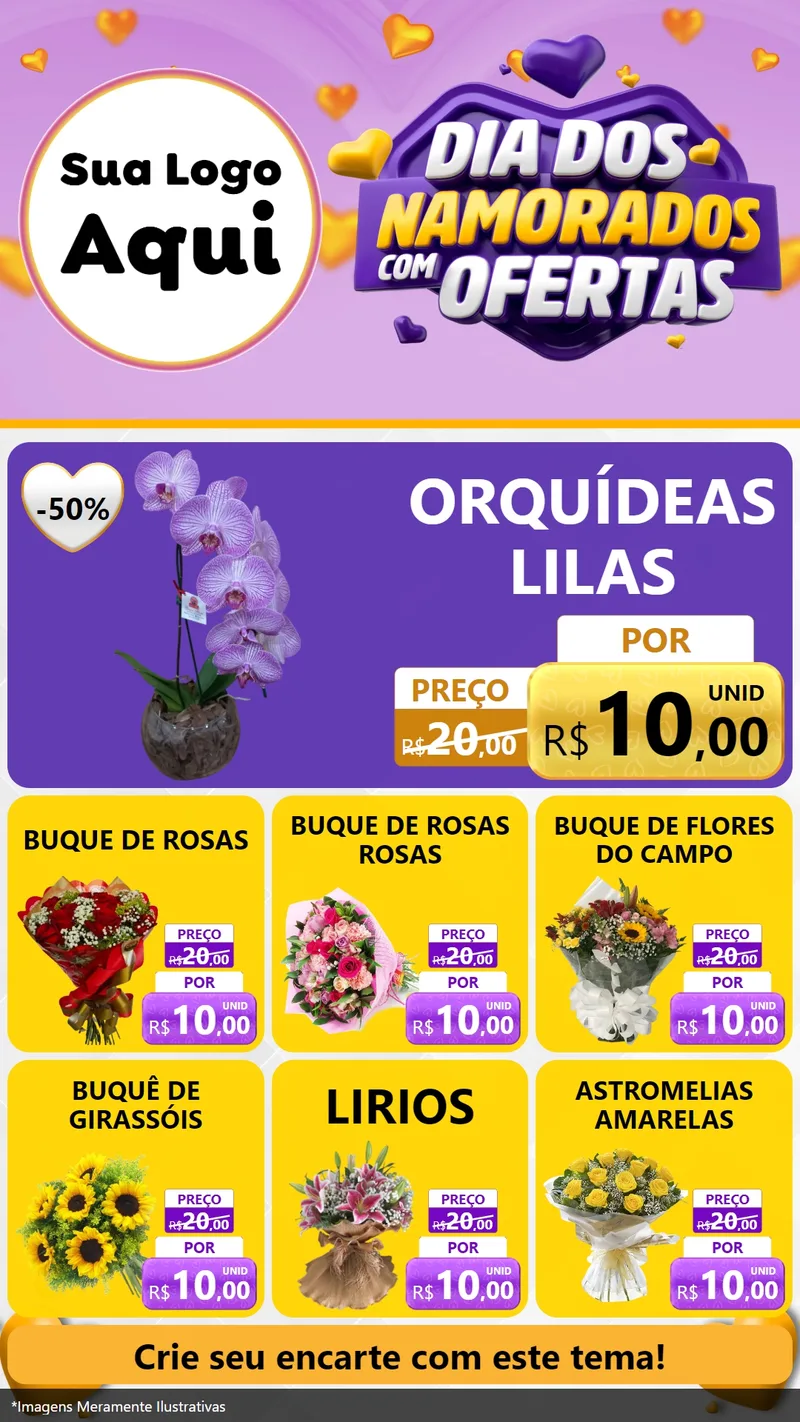 Modelo de Rede Social para Stories com o tema Dia Dos Namorados Com Ofertas para Floricultura e jardim