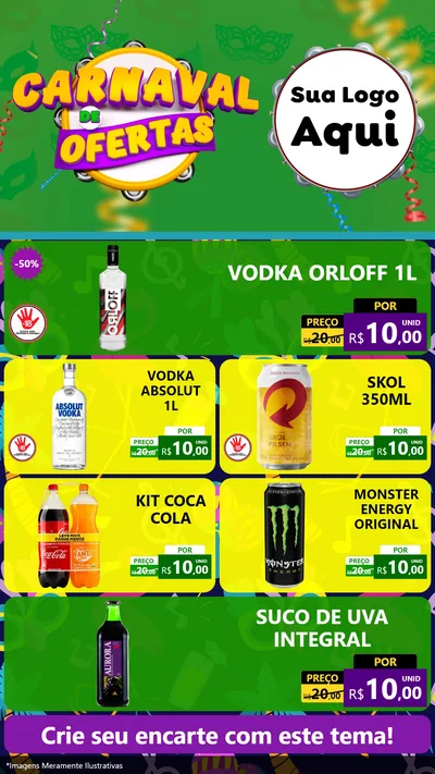 Modelo de TV para TV Vertical com o tema Carnaval de Ofertas para Distribuidora de bebidas