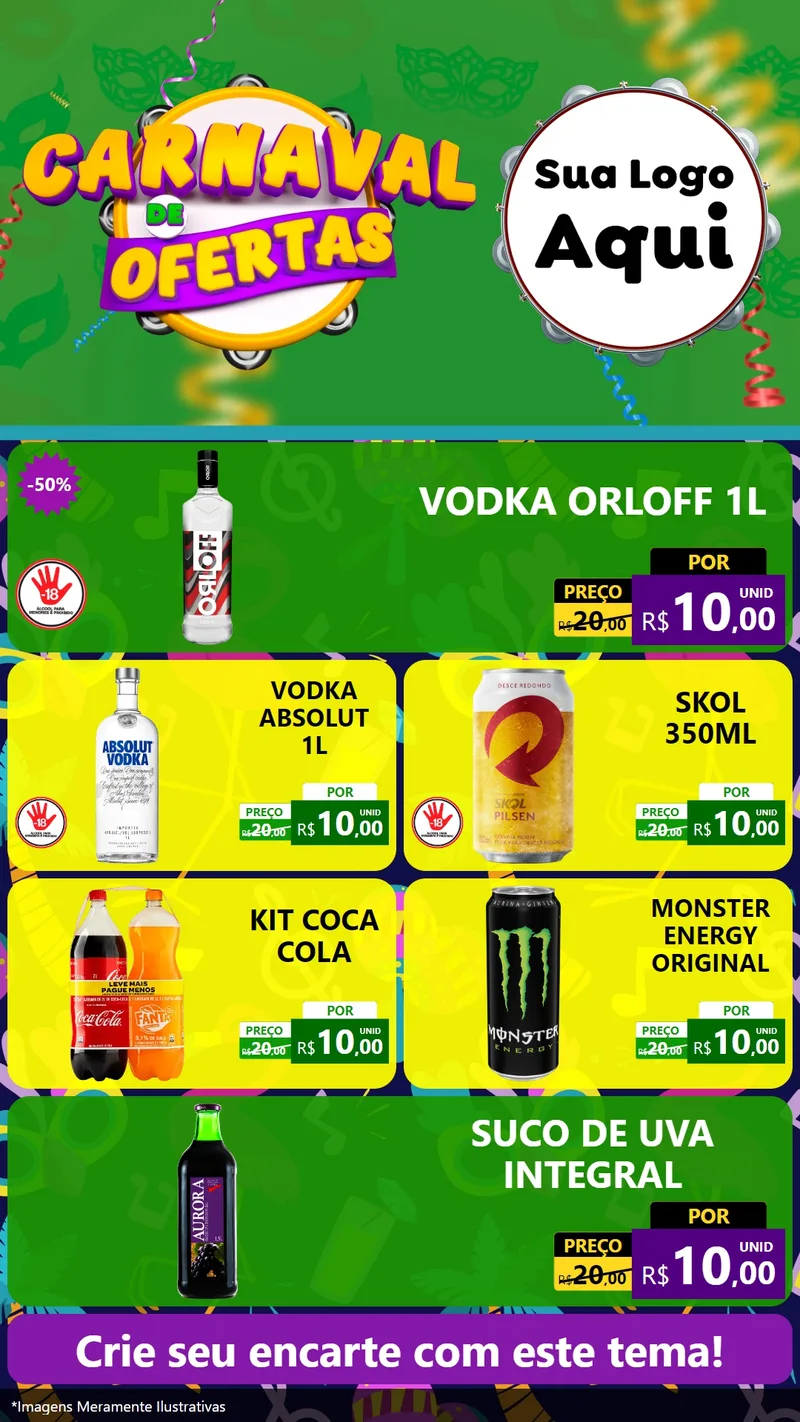 Modelo de TV para TV Vertical com o tema Carnaval de Ofertas para Distribuidora de bebidas
