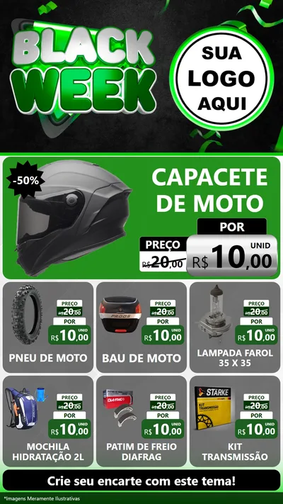 Modelo de Rede Social para Stories com o tema Black Week para Moto peças