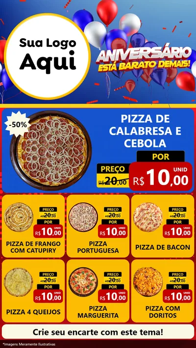 Modelo de Rede Social para Stories com o tema Aniversário para Pizzaria