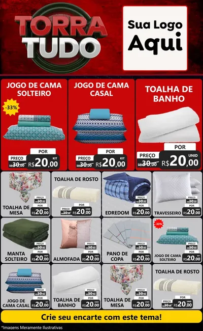Modelo de Encarte para Encarte Grande com o tema Torra Tudo para Cama, Mesa e Banho