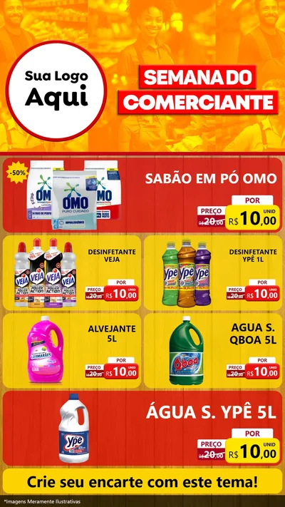 Modelo de TV para TV Vertical com o tema Semana do Comerciante para Produtos de Limpeza