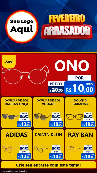 Modelo de Rede Social para Stories com o tema Fevereiro Arrasador para Óticas