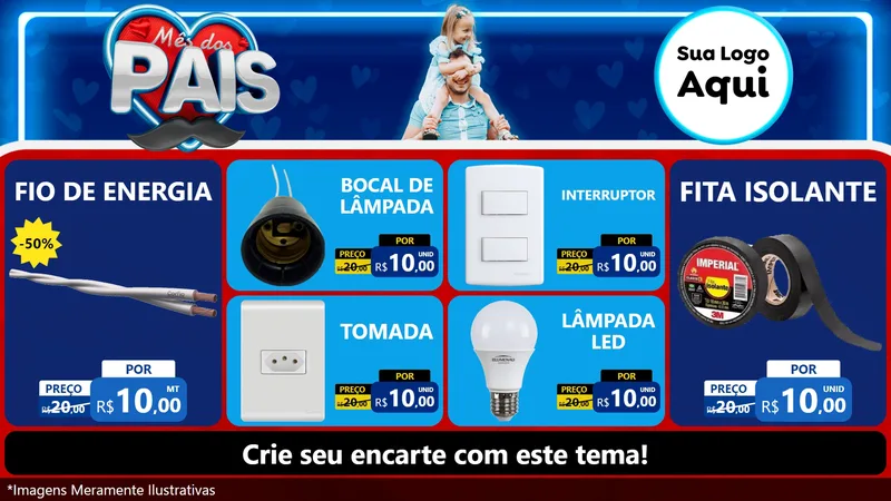 Modelo de TV para TV Horizontal com o tema Mês Dos Pais para Materiais Elétricos