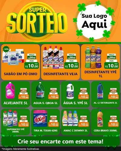 Modelo de Rede Social para Feed Instagram com o tema Super Sorteio para Produtos de Limpeza
