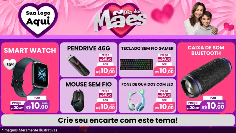 Modelo de TV para TV Horizontal com o tema Dia das Mães para Informática