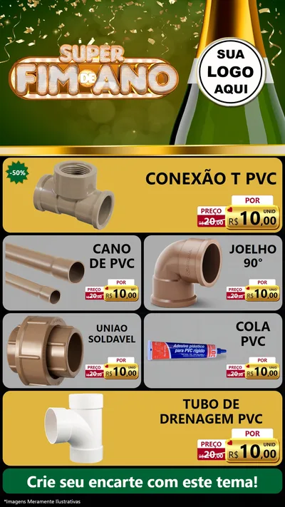 Modelo de TV para TV Vertical com o tema Super Fim de Ano para Tubos e conexões