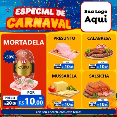 Modelo de Rede Social para Feed Facebook com o tema Especial de Carnaval para Frios e Laticínios