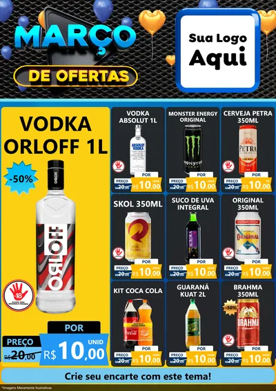 Modelo de Encarte para Encarte A4 Vertical com o tema Março de Ofertas para Distribuidora de bebidas