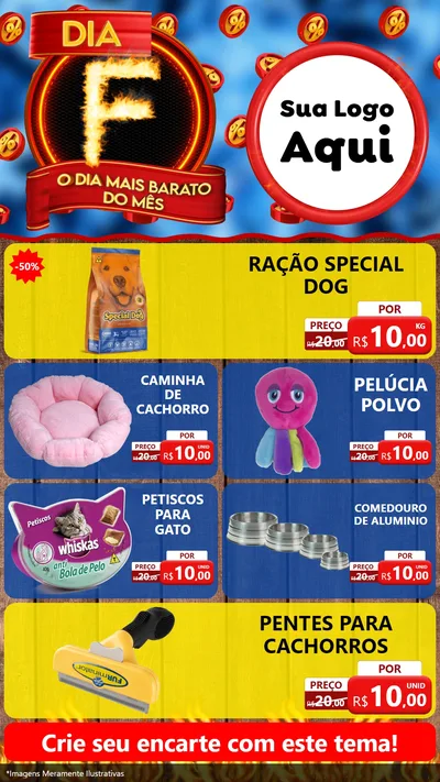 Modelo de TV para TV Vertical com o tema Dia F - O Dia Mais Barato Do Mês para Pet Shop