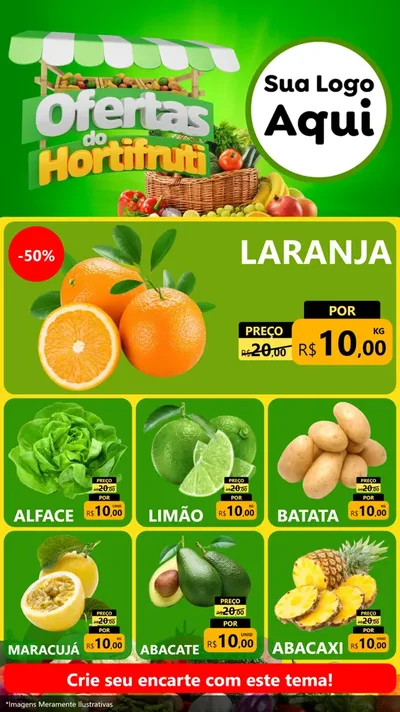 Modelo de Rede Social para Stories com o tema Ofertas do Hortifrúti para Hortifrúti