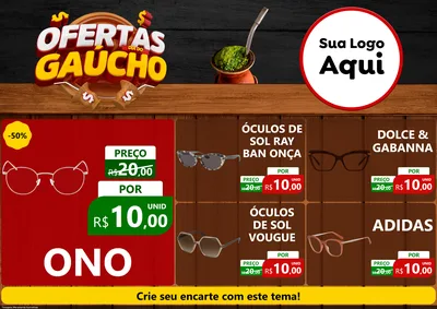 Modelo de Encarte para Encarte A4 Horizontal com o tema Ofertas Dia do Gaúcho para Óticas