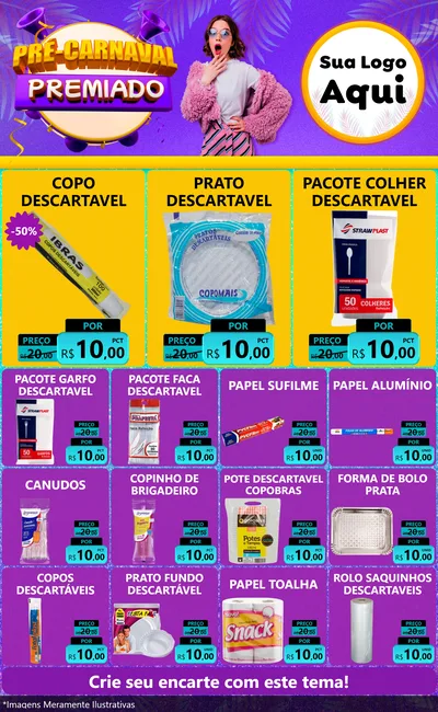 Modelo de Encarte para Encarte Grande com o tema Pré-Carnaval Premiado para Embalagens
