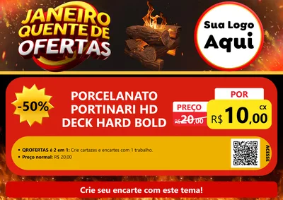 Modelo de Cartaz para Cartaz A4 Horizontal com o tema Janeiro Quente de Ofertas para Pisos e revestimentos