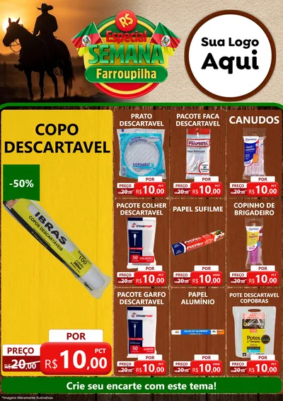 Modelo de Encarte para Encarte A4 Vertical com o tema Especial Semana Farroupilha para Embalagens