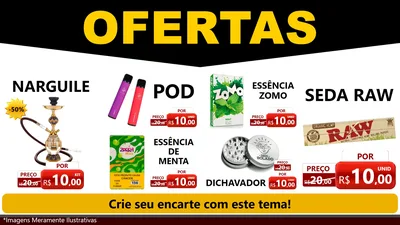 Modelo de TV para TV Horizontal com o tema Ofertas Preto e Vermelho Cartaz para Tabacaria