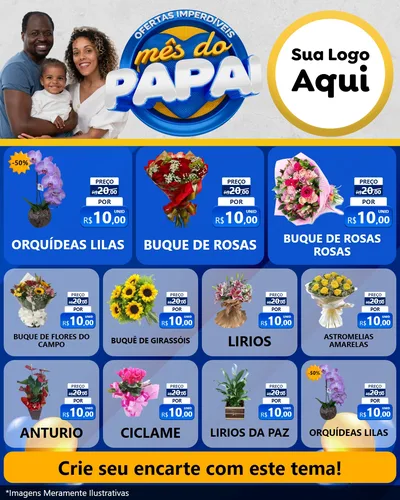 Modelo de Rede Social para Feed Instagram com o tema Ofertas Imperdíveis Mês Do Papai para Floricultura e jardim