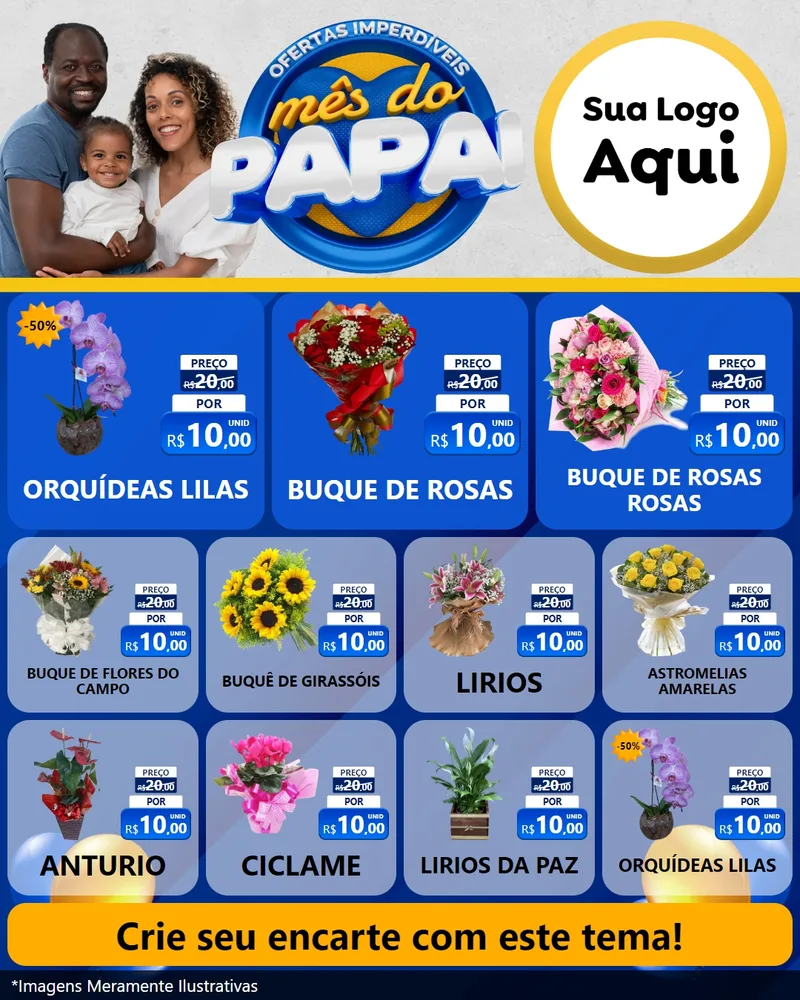 Modelo de Rede Social para Feed Instagram com o tema Ofertas Imperdíveis Mês Do Papai para Floricultura e jardim