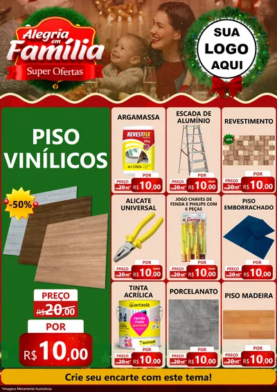 Modelo de Encarte para Encarte A4 Vertical com o tema Alegria Em Família - Super Ofertas para Material para Construção