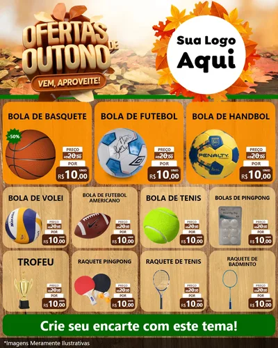 Modelo de Rede Social para Feed Instagram com o tema Ofertas de Outono - Vem, Aproveite! para Artigos Esportivos