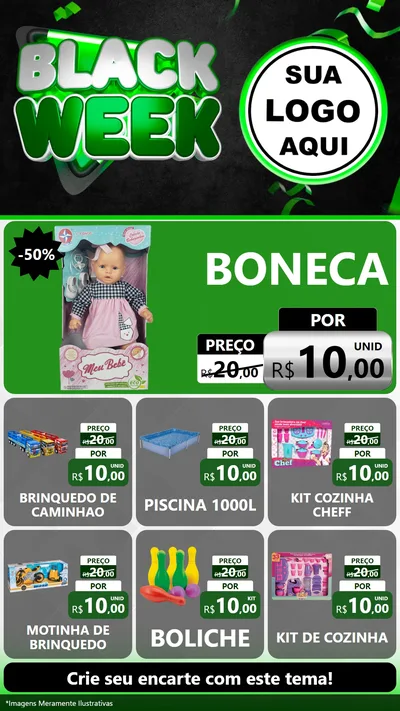 Modelo de Rede Social para Stories com o tema Black Week para Brinquedos