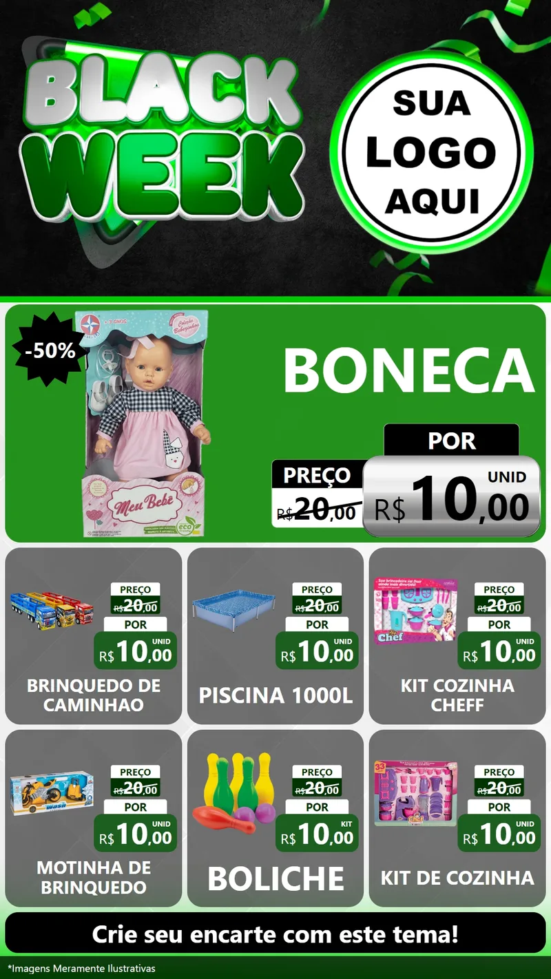 Modelo de Rede Social para Stories com o tema Black Week para Brinquedos