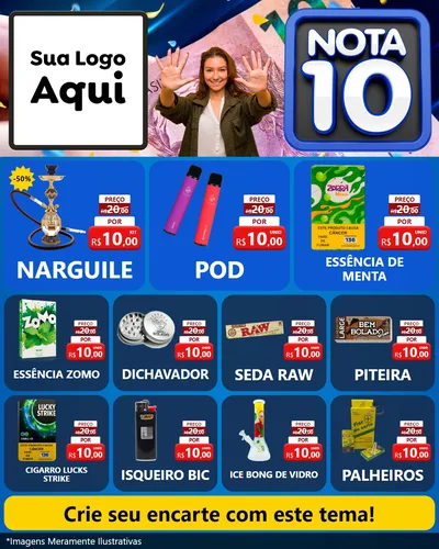 Modelo de Rede Social para Feed Instagram com o tema Nota 10 para Tabacaria