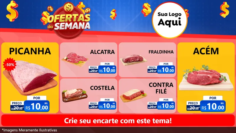 Modelo de TV para TV Horizontal com o tema Ofertas Da Semana para Açougue