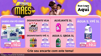Modelo de TV para TV Horizontal com o tema Dia das Mães para Produtos de Limpeza