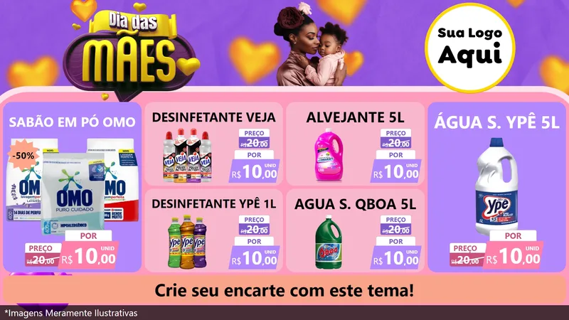 Modelo de TV para TV Horizontal com o tema Dia das Mães para Produtos de Limpeza