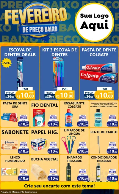 Modelo de Encarte para Encarte Grande com o tema Fevereiro de Preço Baixo para Higiene Pessoal