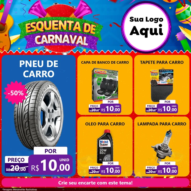 Modelo de Rede Social para Feed Facebook com o tema Esquenta de Carnaval para Auto peças