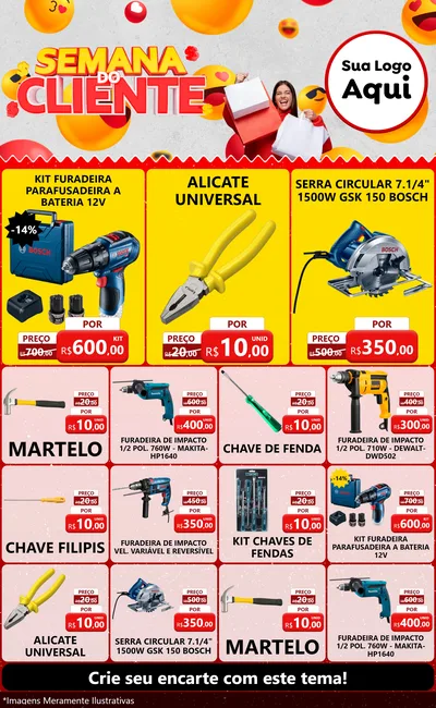 Modelo de Encarte para Encarte Grande com o tema Semana do Cliente para Maquinas e Ferramentas
