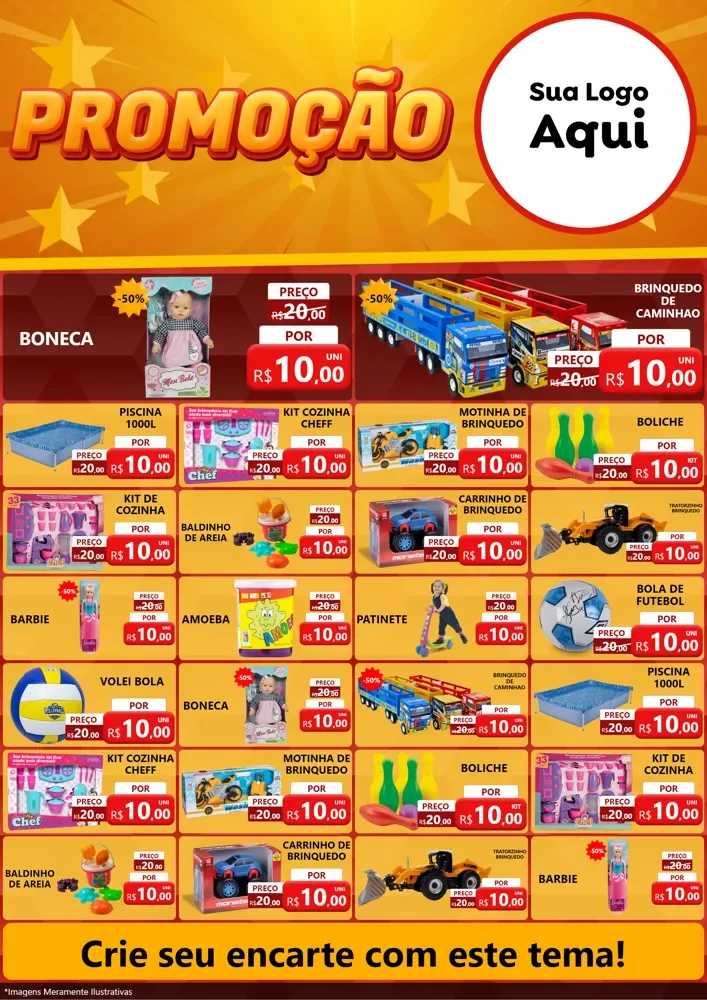 Modelo de Encarte para Encarte A4 Vertical com o tema Promoção para Brinquedos
