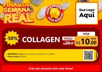 Modelo de Cartaz para Cartaz A4 Horizontal com o tema Final de Semana do Real para Suplementos alimentares