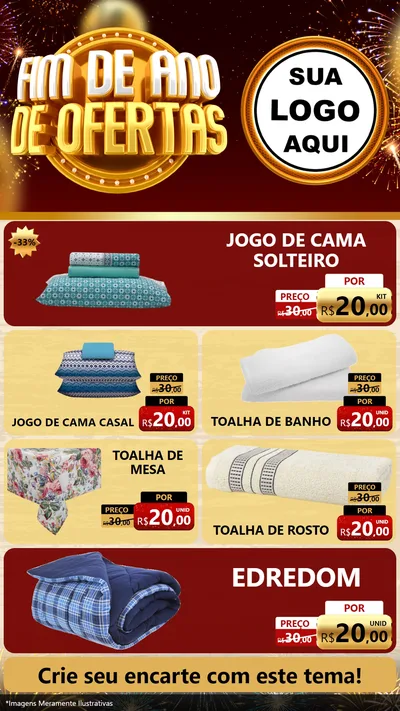Modelo de TV para TV Vertical com o tema Fim de Ano de Ofertas para Cama, Mesa e Banho