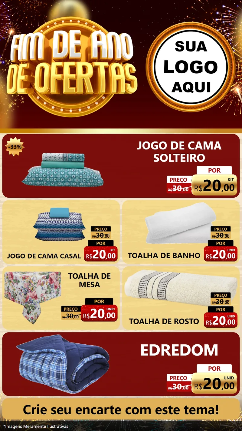 Modelo de TV para TV Vertical com o tema Fim de Ano de Ofertas para Cama, Mesa e Banho
