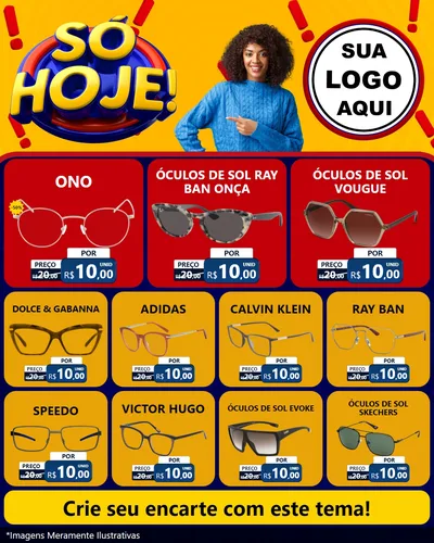 Modelo de Rede Social para Feed Instagram com o tema Só Hoje! para Óticas