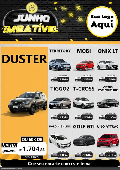Modelo de Encarte para Encarte A4 Vertical com o tema Junho Imbatível para Concessionaria de Carros