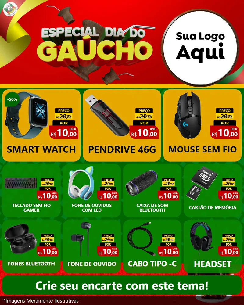 Modelo de Rede Social para Feed Instagram com o tema Especial Dia do Gaúcho para Informática