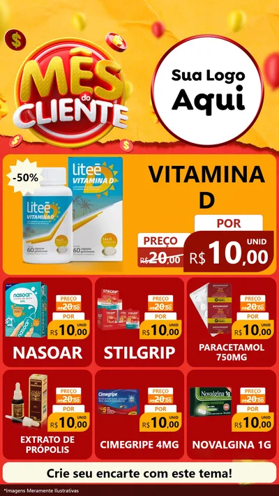 Modelo de Rede Social para Stories com o tema Mês do Cliente para Farmácia
