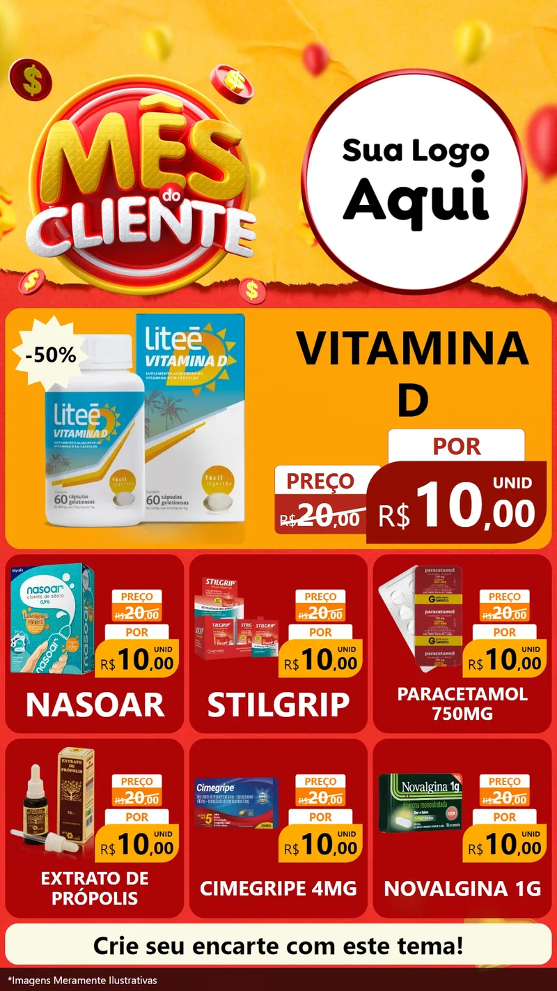 Modelo de Rede Social para Stories com o tema Mês do Cliente para Farmácia