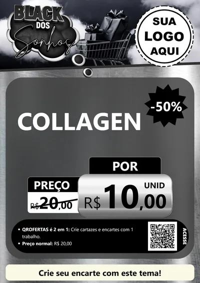 Modelo de Cartaz para Cartaz A4 Vertical com o tema Black dos Sonhos para Suplementos alimentares