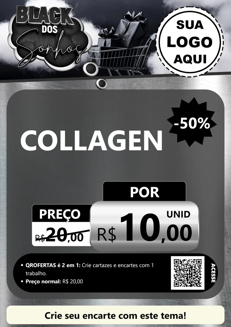 Modelo de Cartaz para Cartaz A4 Vertical com o tema Black dos Sonhos para Suplementos alimentares