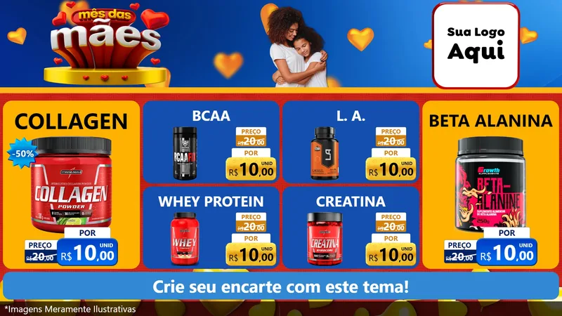 Modelo de TV para TV Horizontal com o tema Mês das Mães para Suplementos alimentares