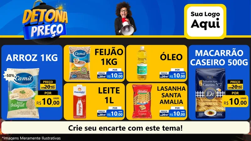 Modelo de TV para TV Horizontal com o tema Detona Preços para Supermercado