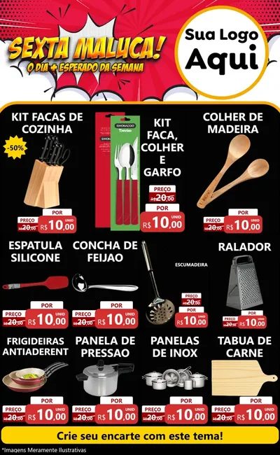 Modelo de Encarte para Encarte Grande com o tema Sexta Maluca! para Utilidades Domésticas